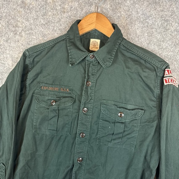 VTG Boy Scouts of America Shirt Mens 15 Medium Explorers BSA 1950s Sanforized - Picture 3 of 8